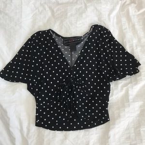 Black and white polka dot top